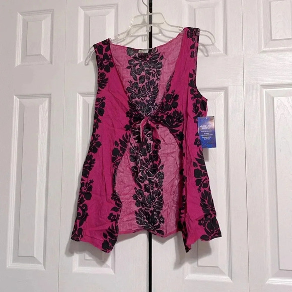 aloha hutt Other - Aloha Hutt Hawaii pink & black beach cover cardigan top shirt size XL
